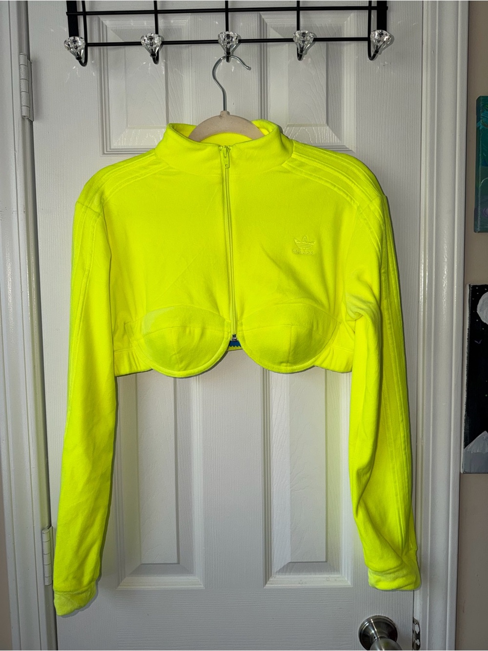adidas x Jeremy Scott Neon Yellow Cropped Zip-Up Bustier Top | *New With Tags*